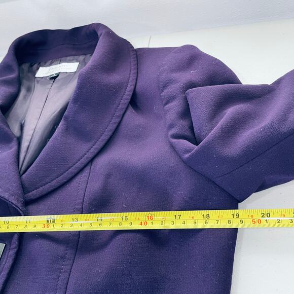 TAHARI ASL Purple Shawl Collar Locket Fasteners Classic Cropped Blazer Jacket 8 - Picture 10 of 13